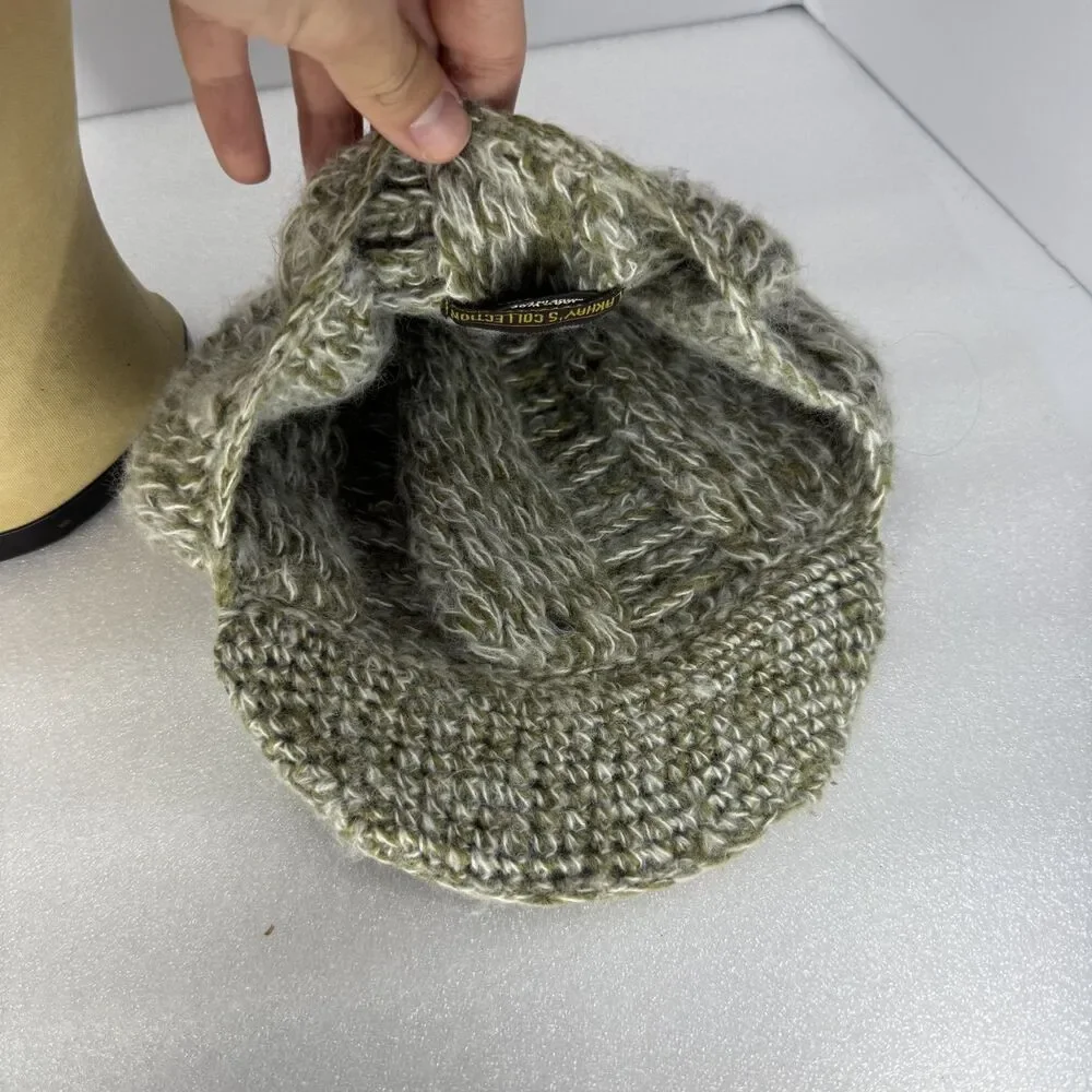 Lakhay's Collection Beanie Wool Knit Brimmed Pom Cable Knit Green Nepal Hat Cap